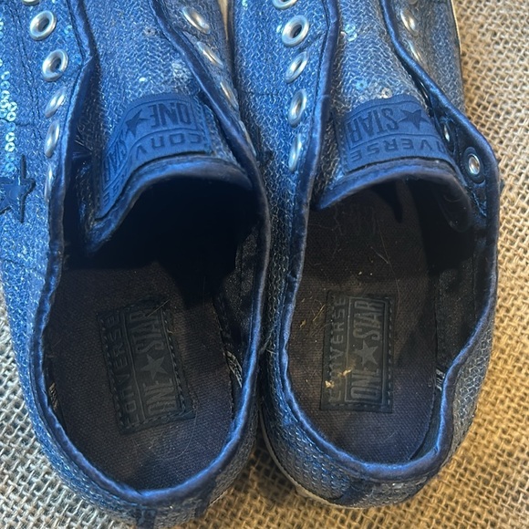 Converse All Star Blue Sequin low Top Sneaker tennis shoes size 8.5 - Picture 7 of 11